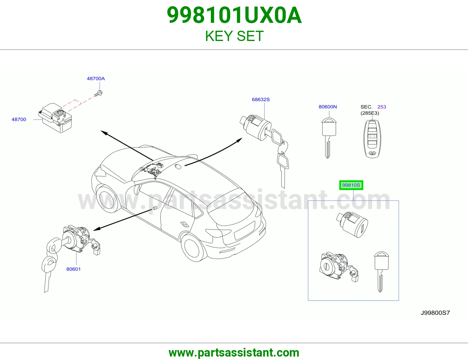 طقم سويتش كامل 998101UX0A