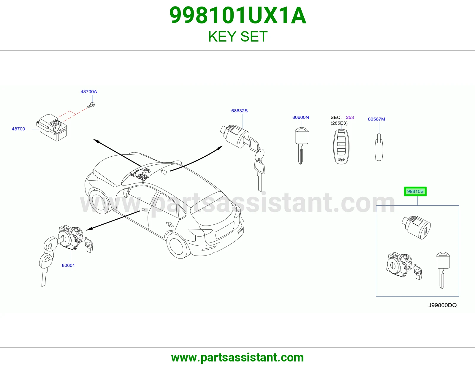 طقم سويتش كامل 998101UX1A
