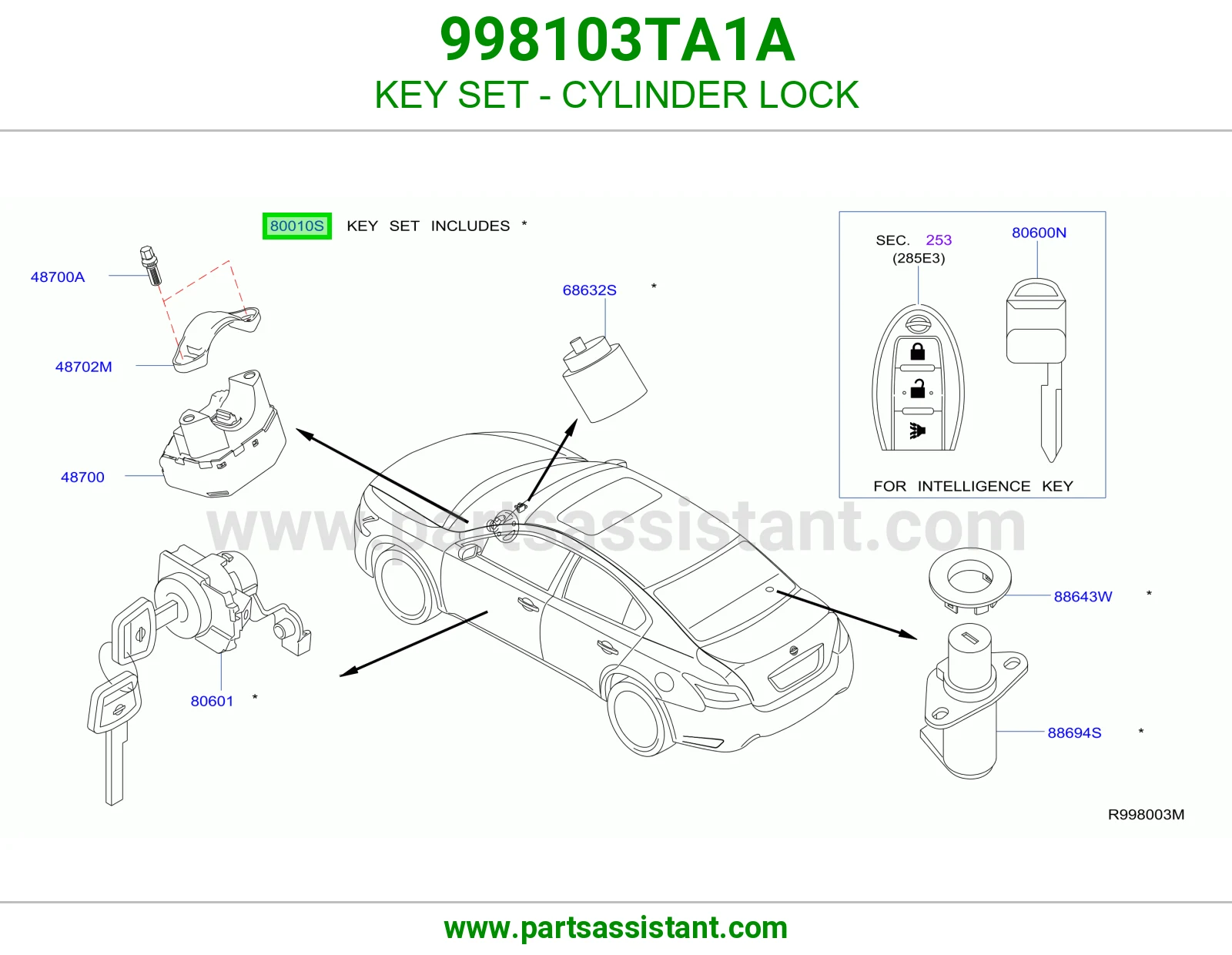 طقم سويتش كامل 998103TA1A