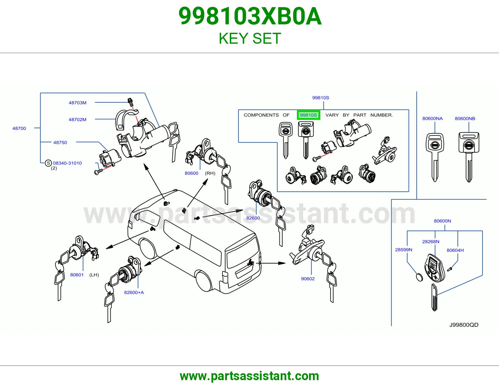 طقم سويتش كامل 998103XB0A
