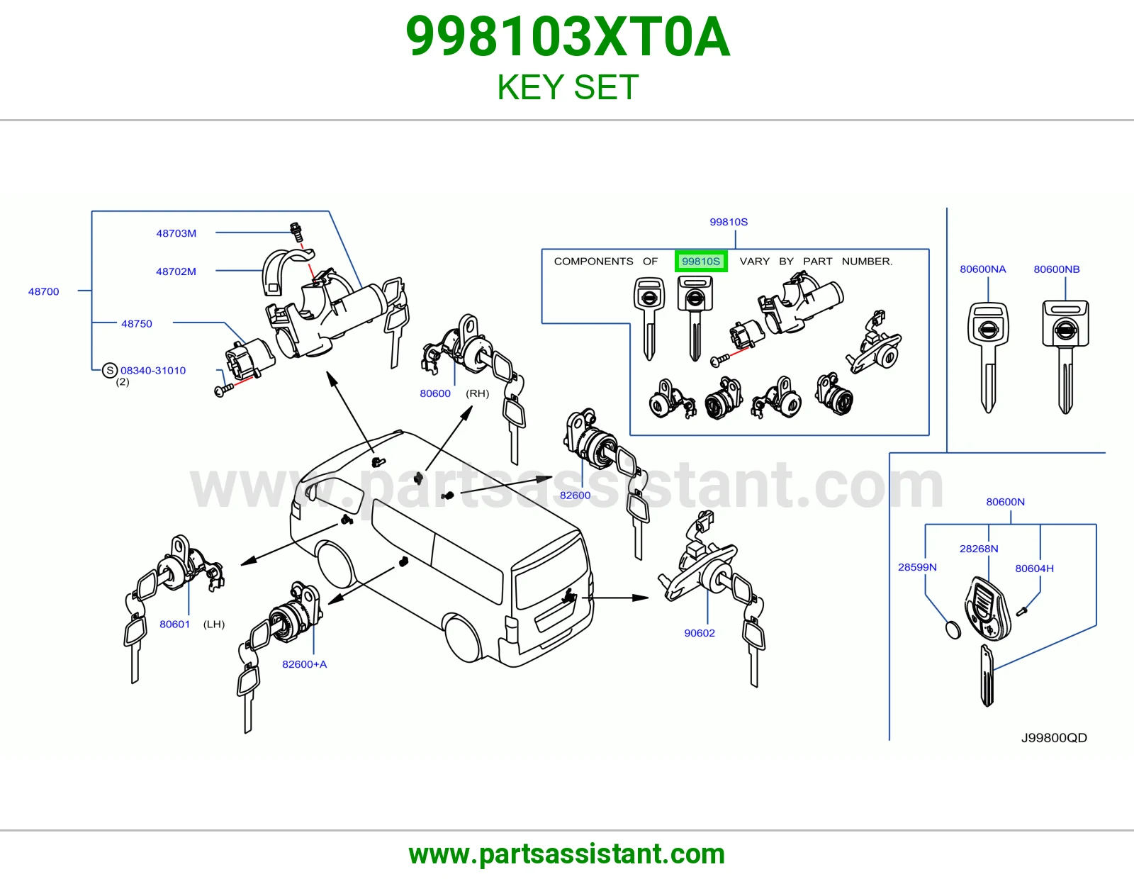طقم سويتش كامل 998103XT0A