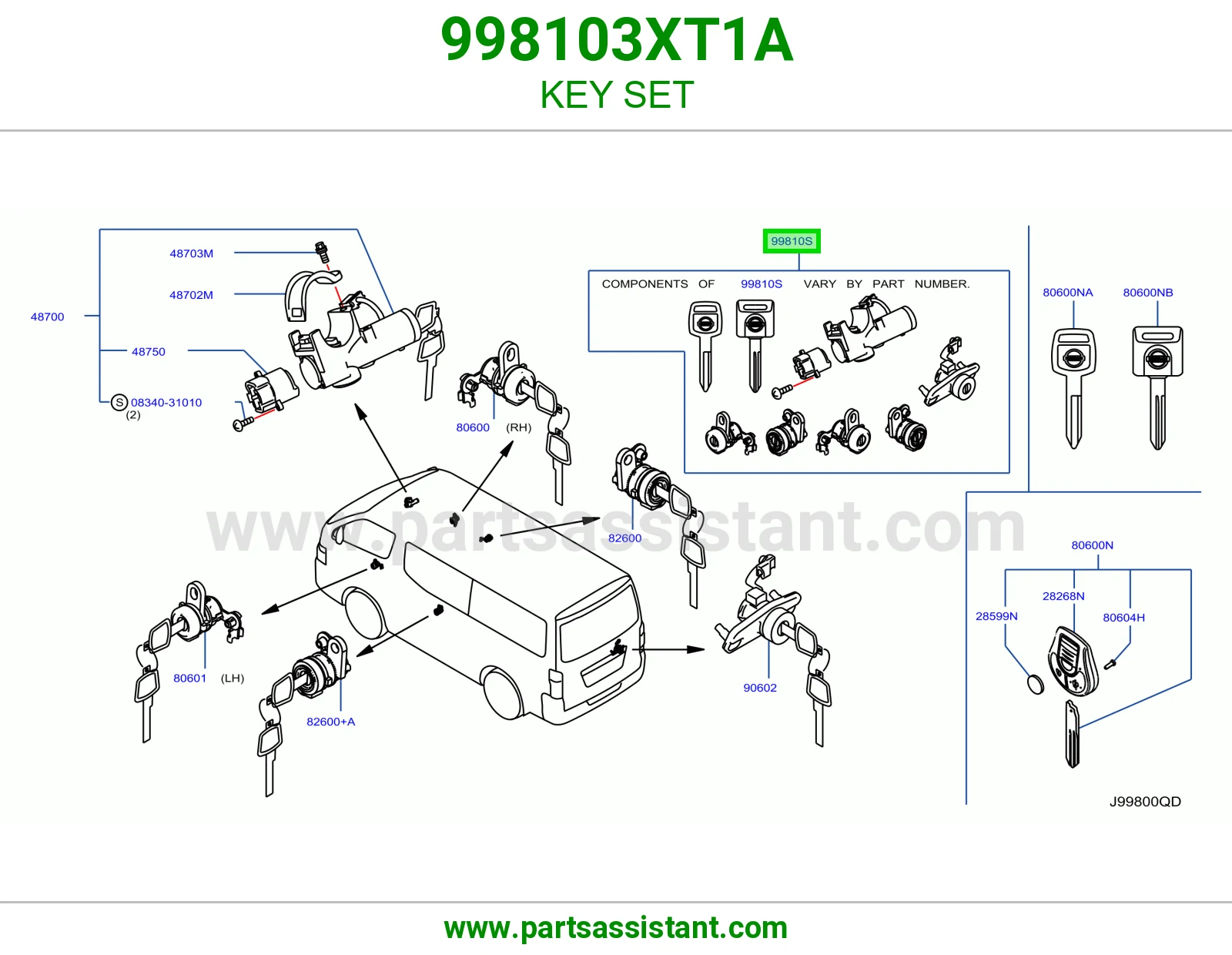 طقم سويتش كامل 998103XT1A