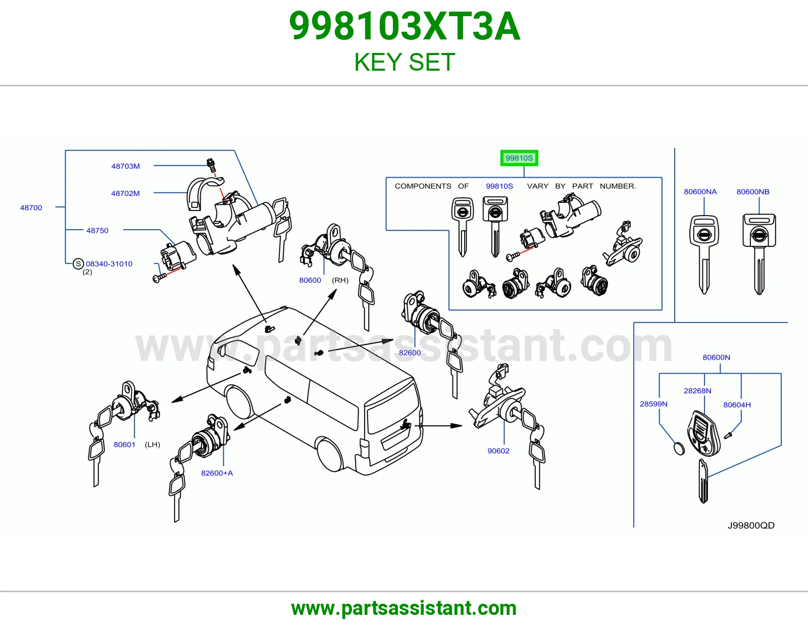طقم سويتش كامل 998103XT3A
