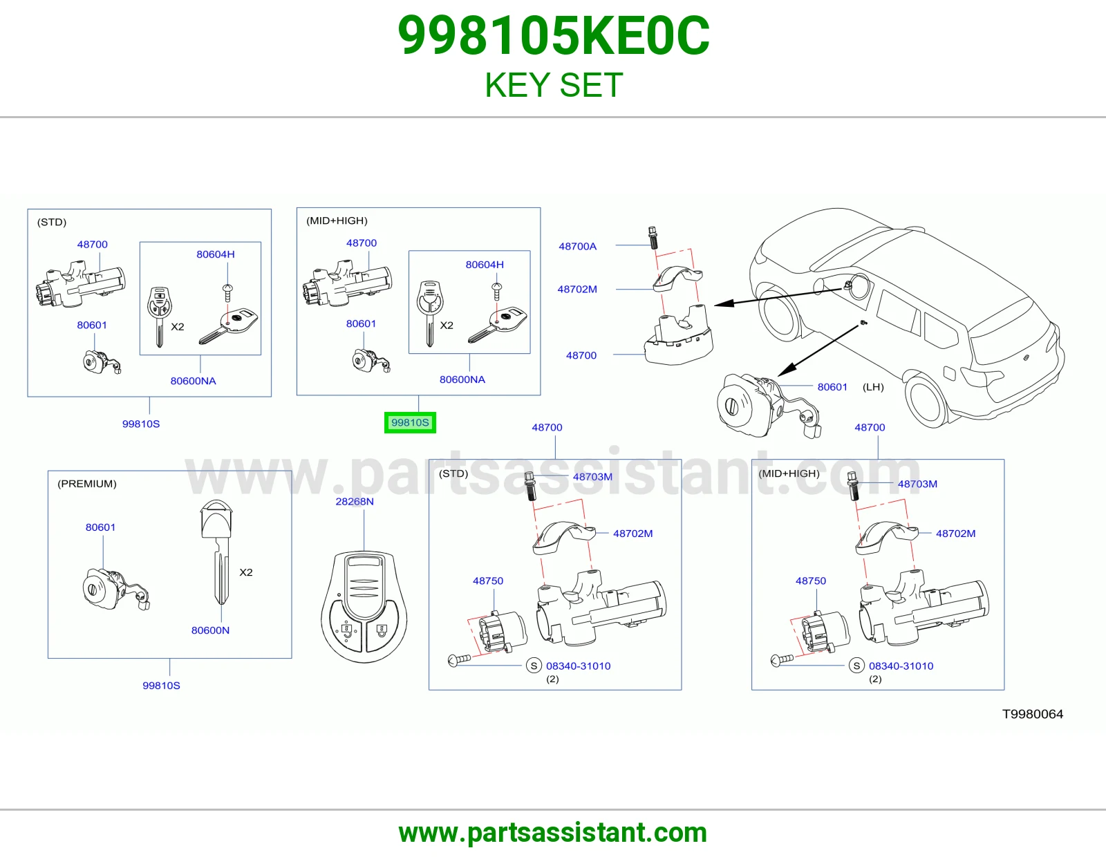 طقم سويتش كامل 998105KE0C
