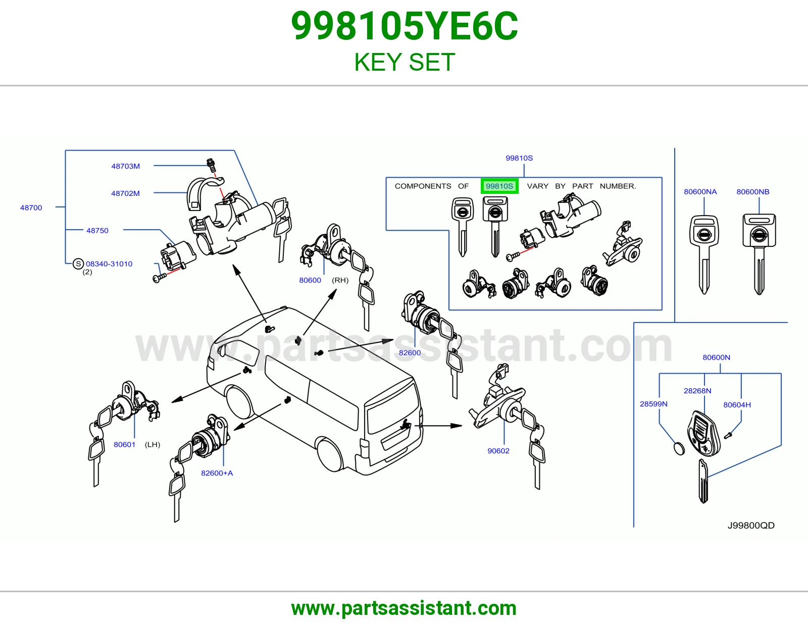 طقم سويتش كامل 998105YE6C