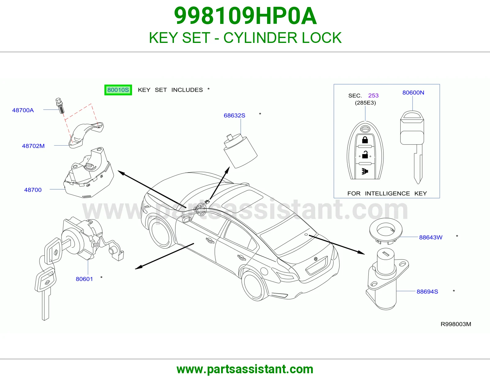 طقم سويتش كامل 998109HP0A