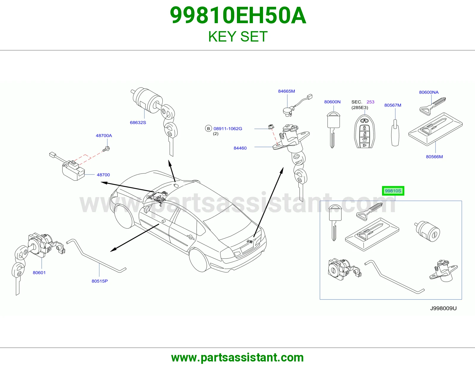 طقم سويتش كامل 99810EH50A
