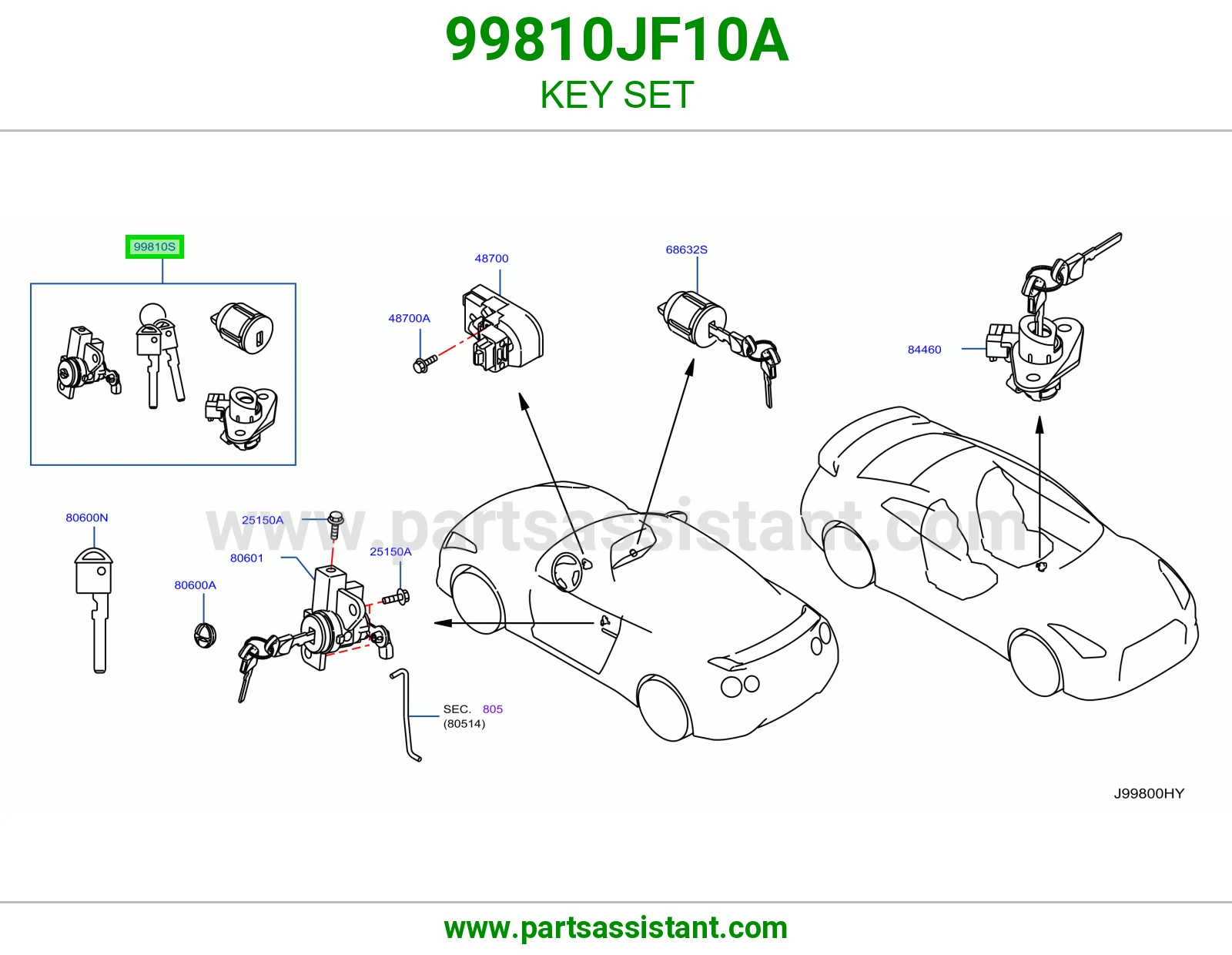 طقم سويتش كامل 99810JF10A
