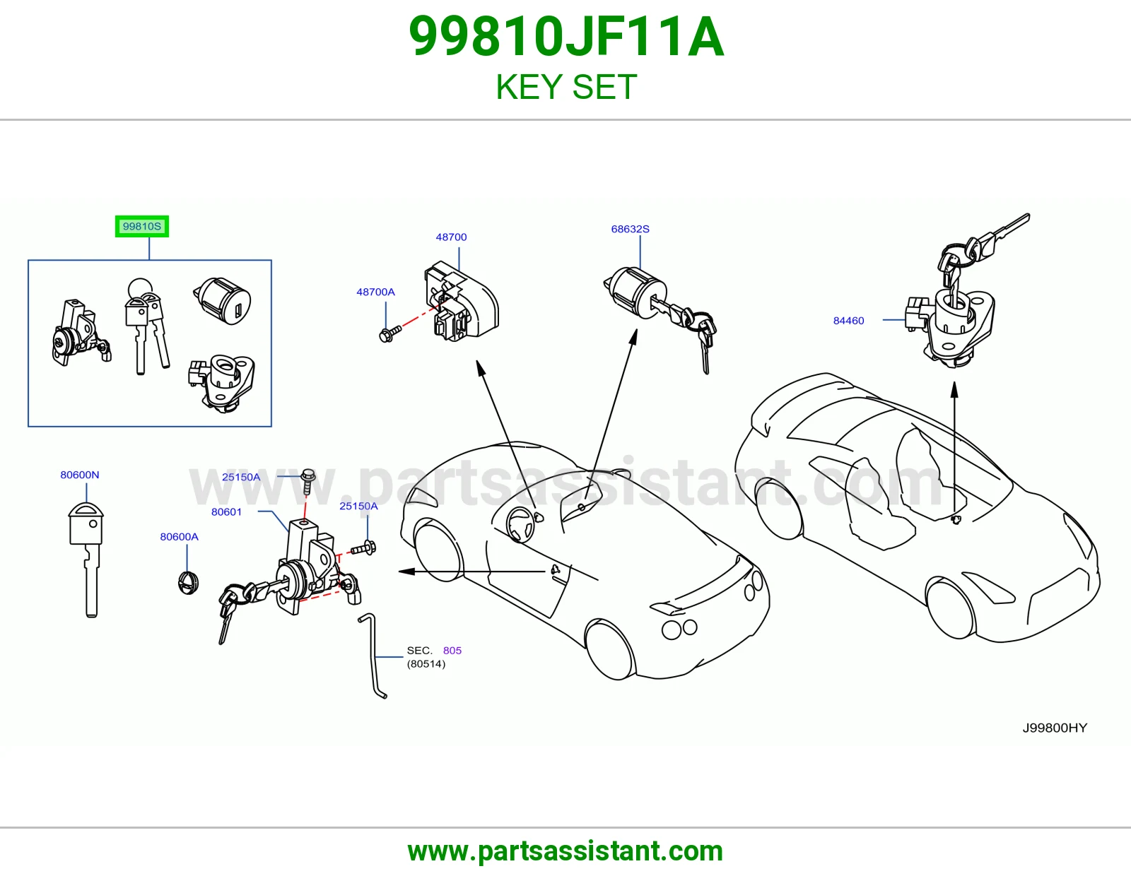 طقم سويتش كامل 99810JF11A