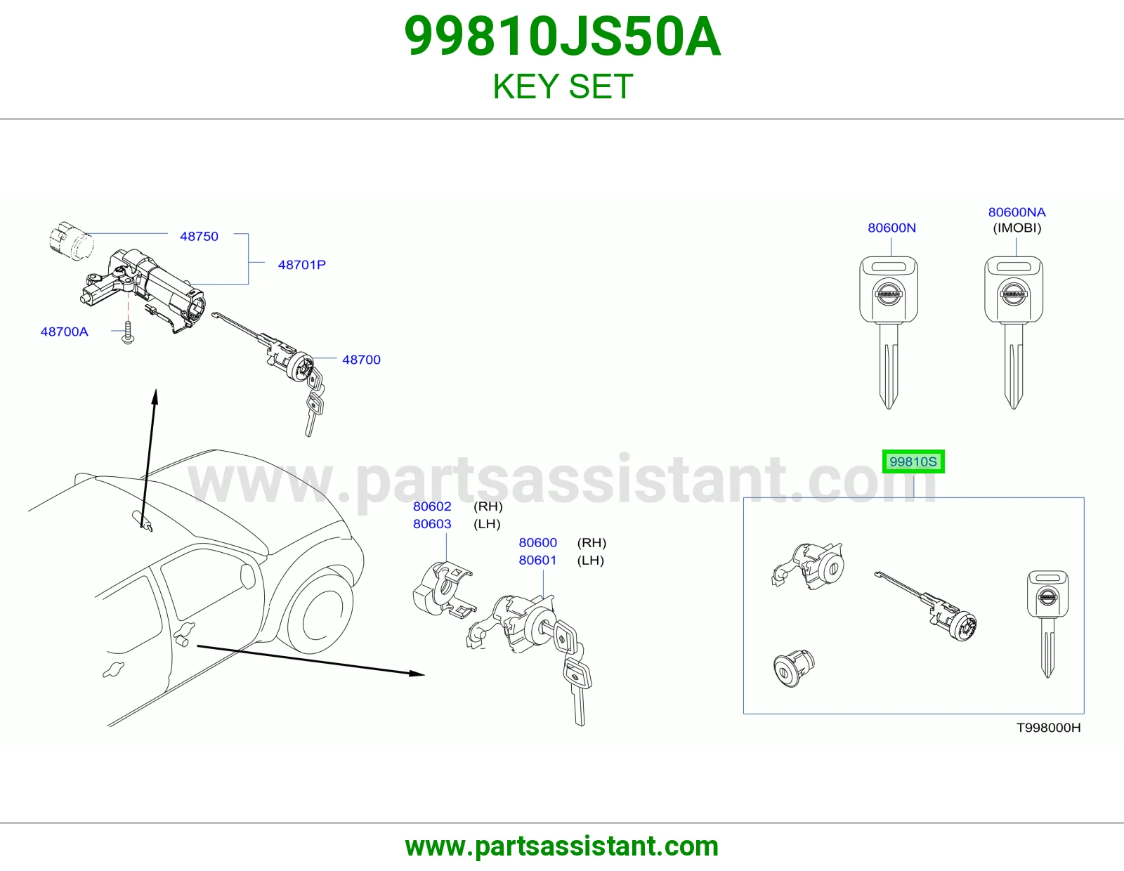 طقم سويتش كامل 99810JS50A