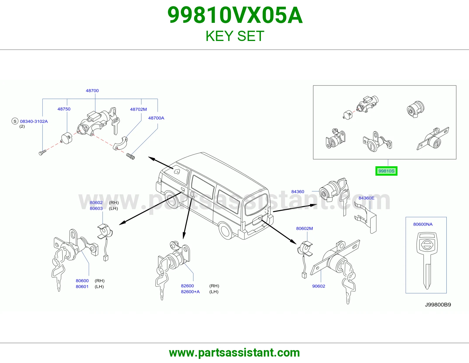 طقم سويتش كامل 99810VX05A