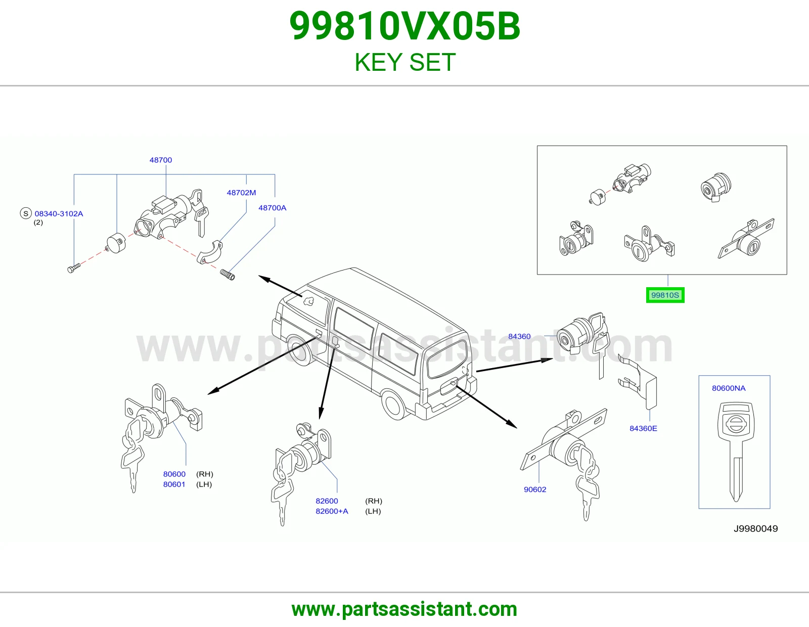 KEY SET 99810VX05B