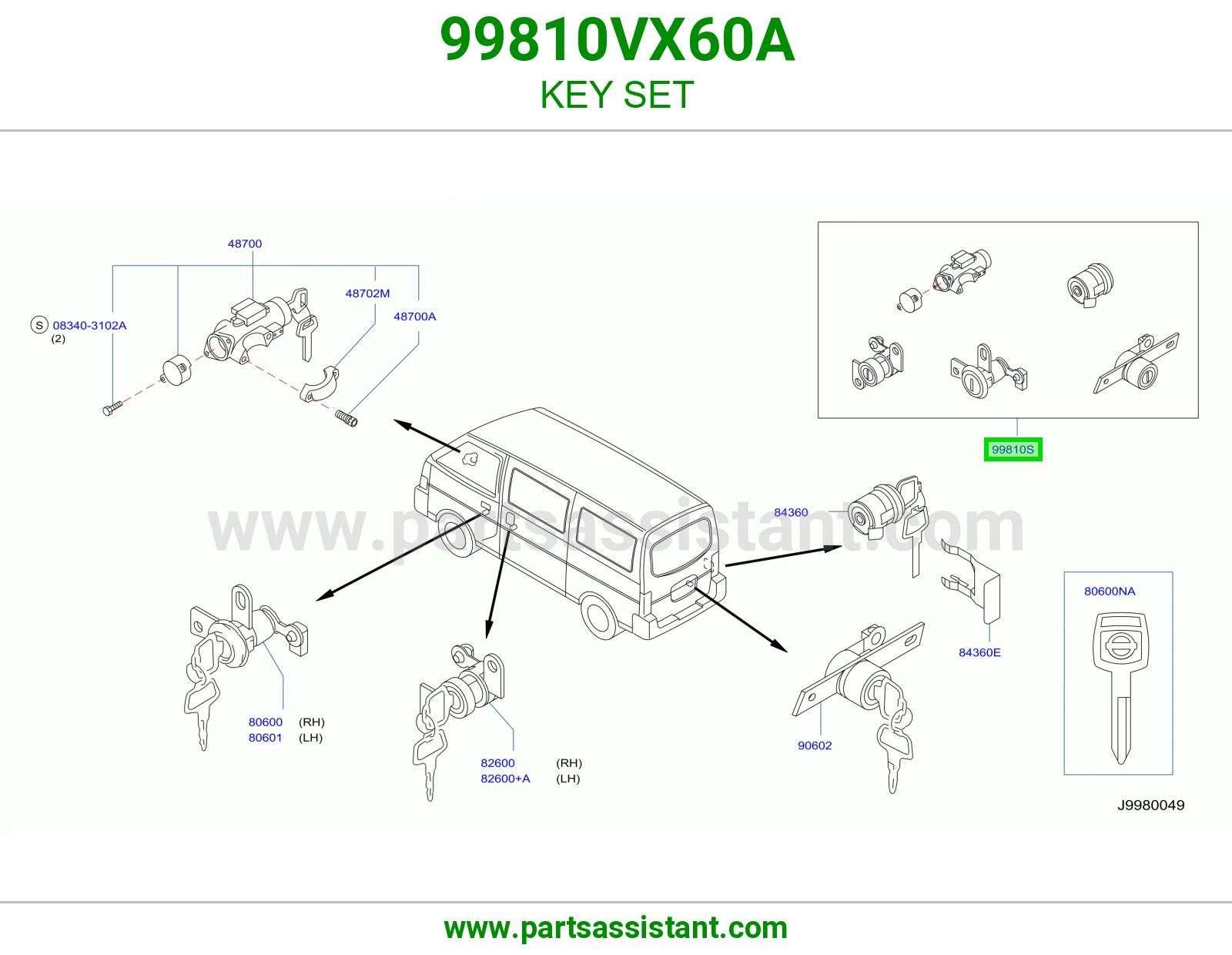 طقم سويتش كامل 99810VX60A