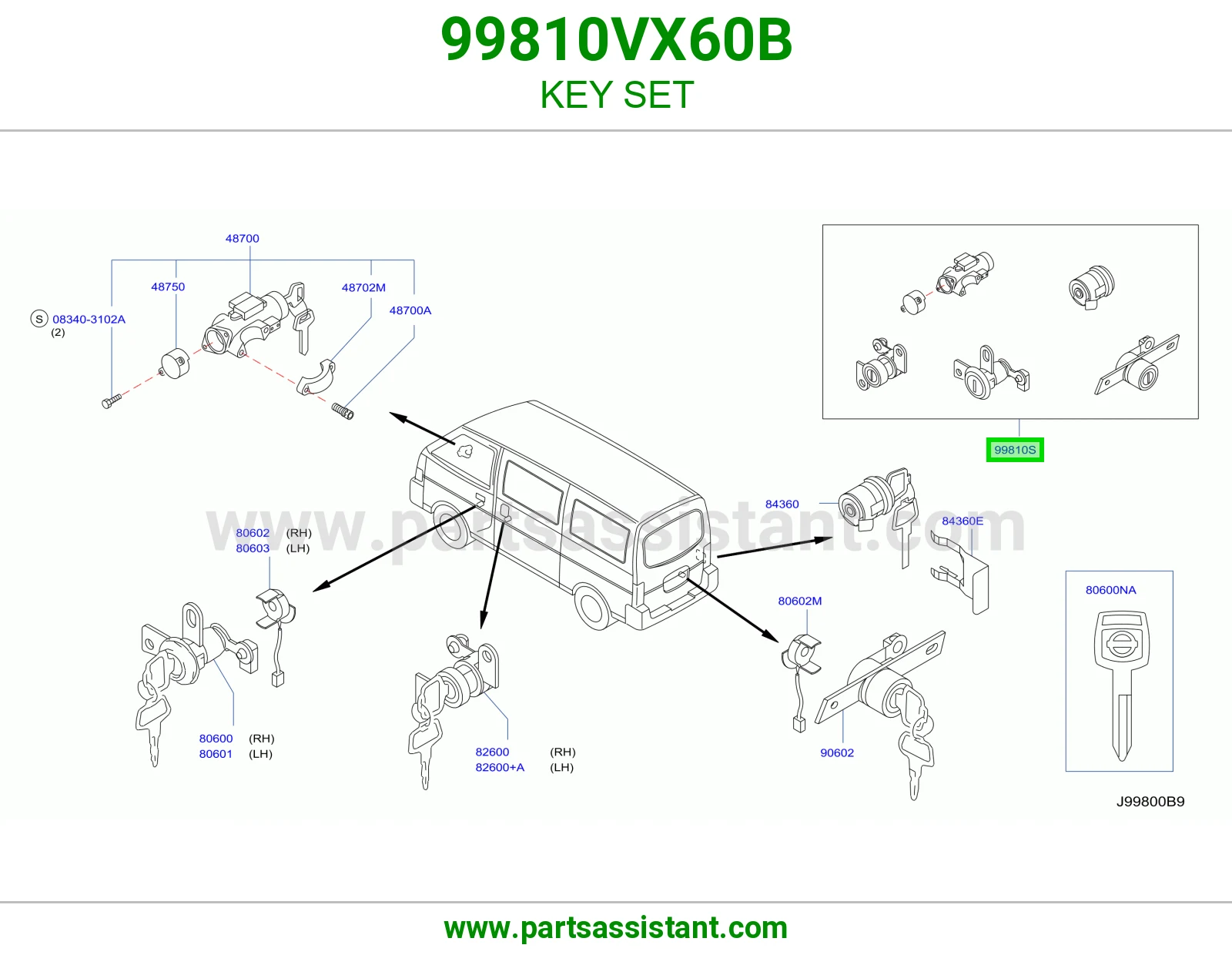 طقم سويتش كامل 99810VX60B
