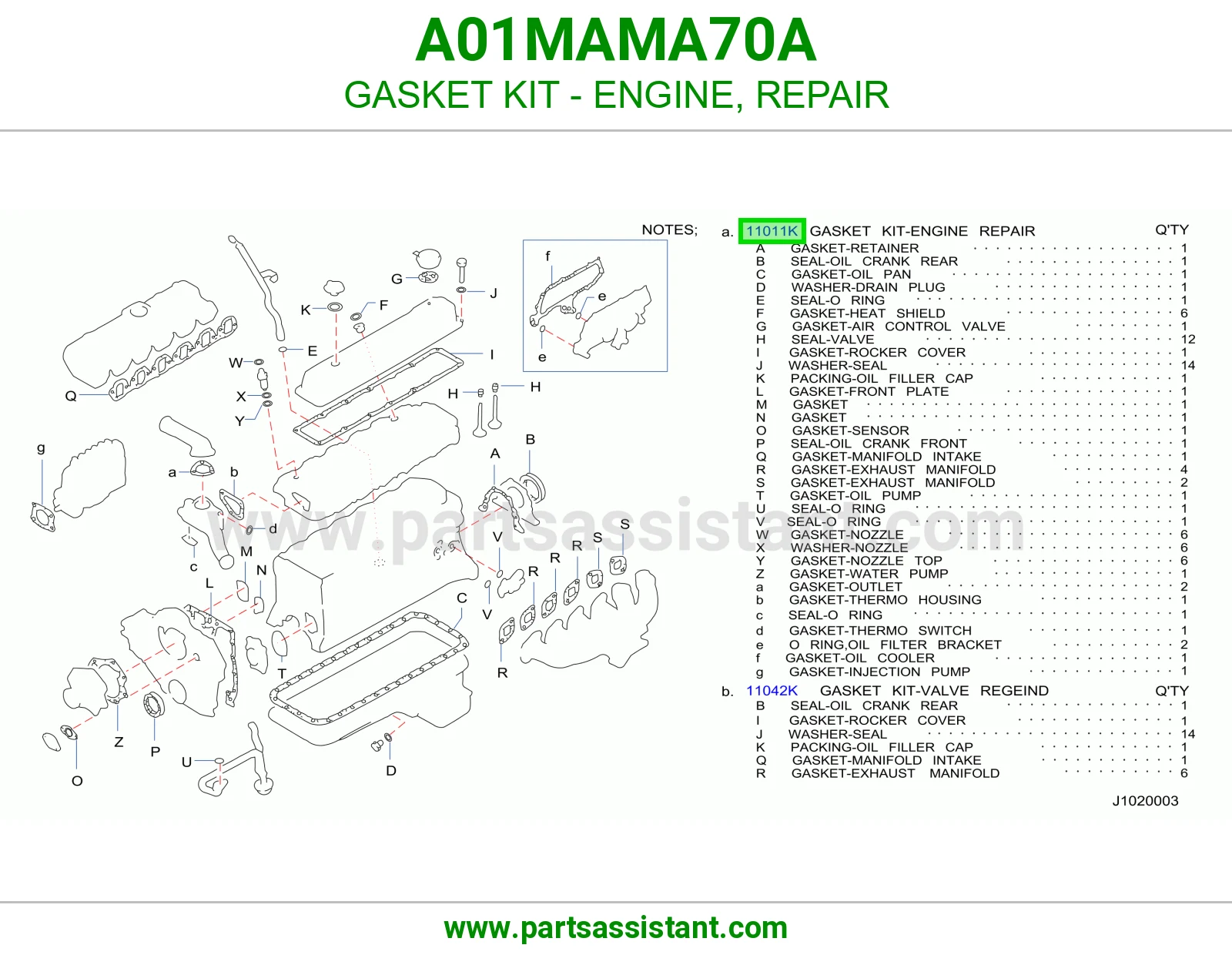 طقم وجه مكينه A01MAMA70A
