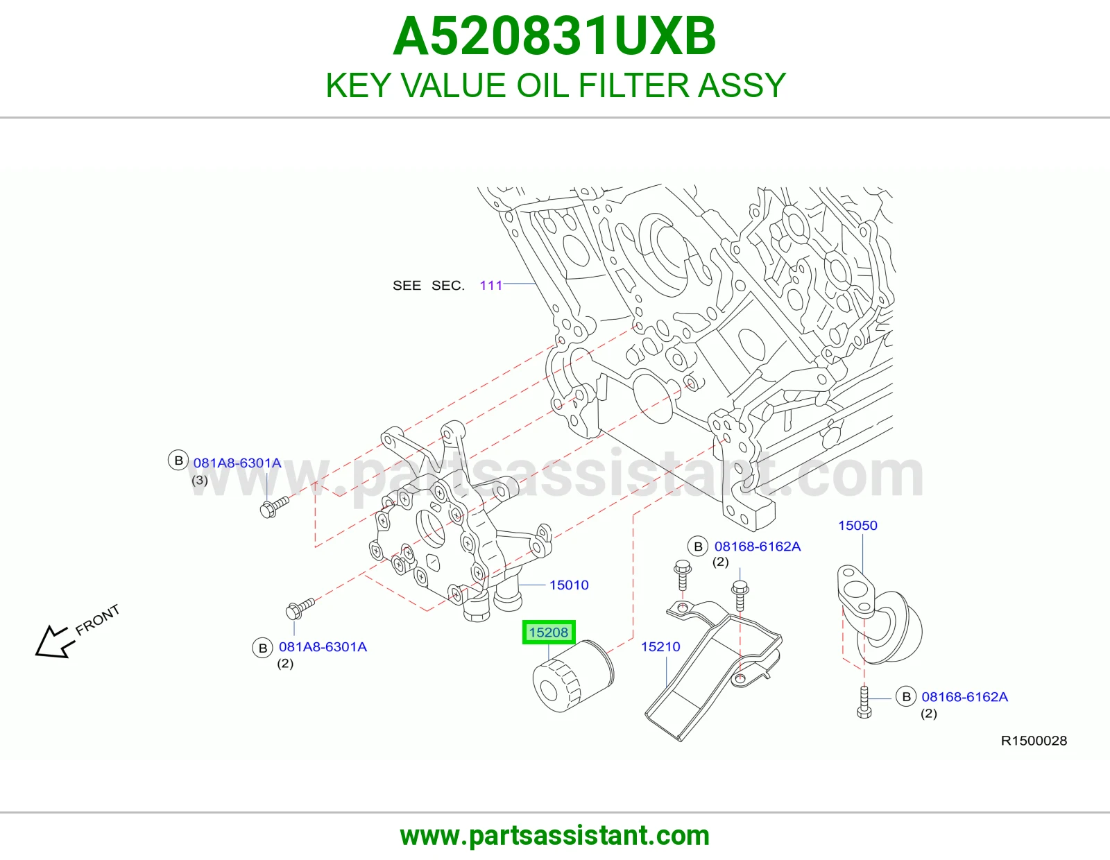 فلتر زيت مكينه A520831UXB