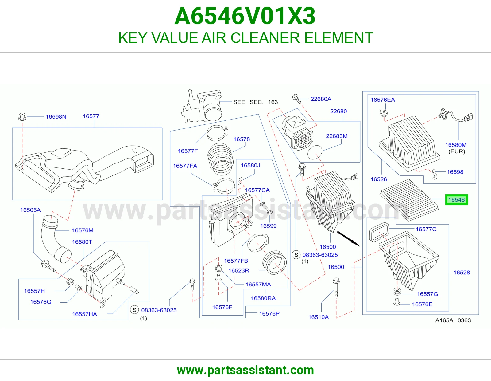 فلتر قربه هواء مكينه A6546V01X3