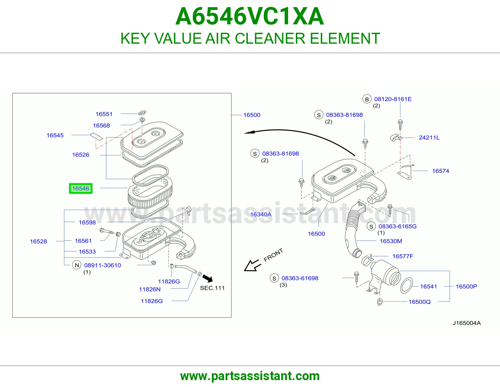 فلتر قربه هواء مكينه A6546VC1XA