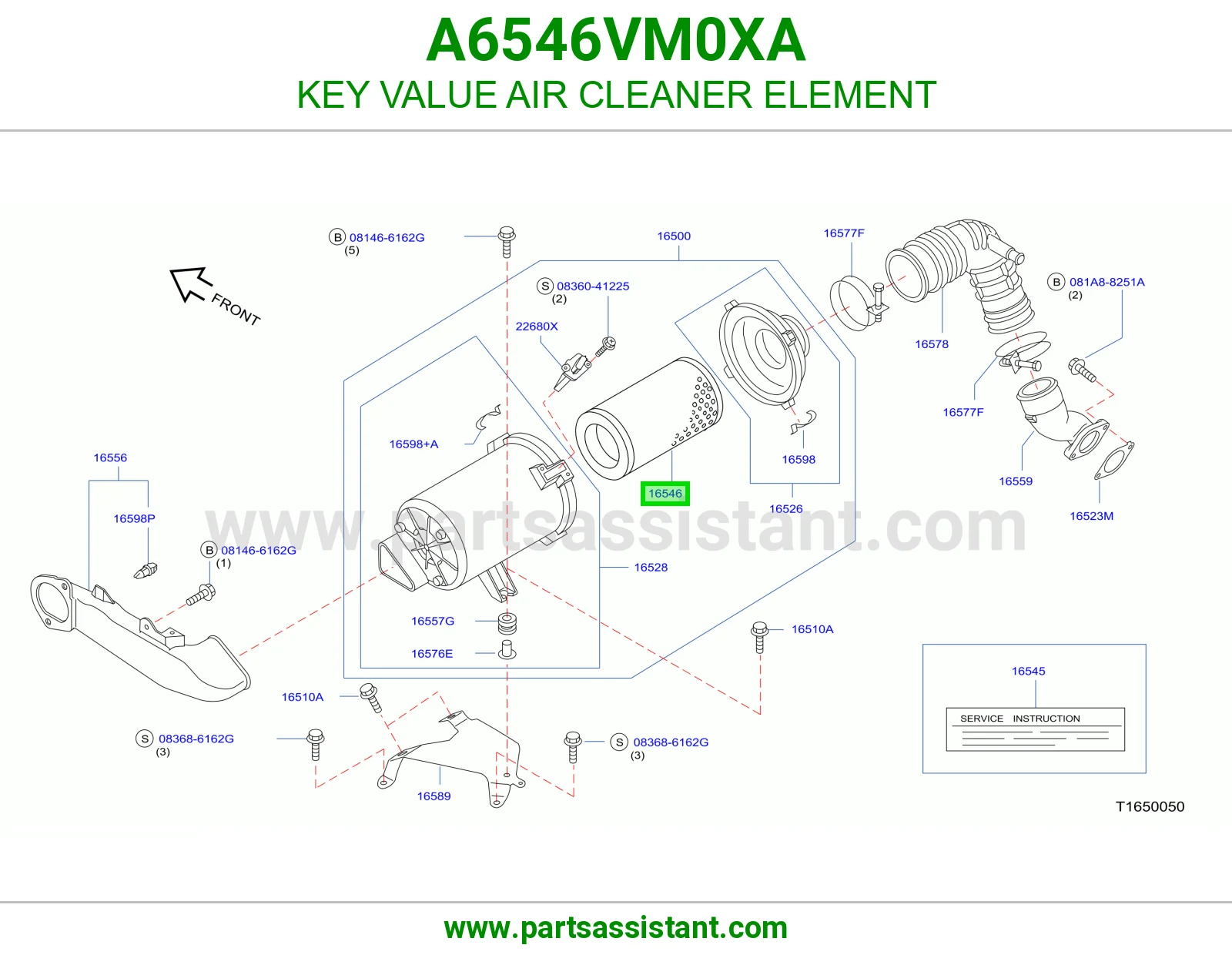 KEY VALUE AIR CLEANER ELEMENT A6546VM0XA