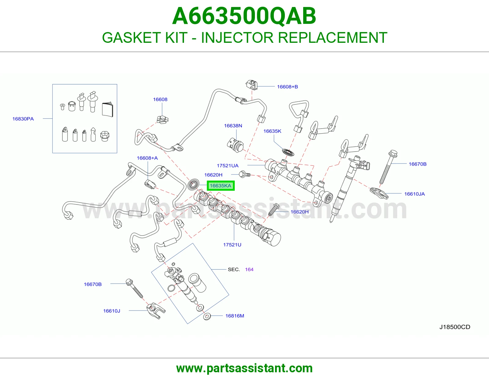 طقم وجيه لتبديل البخاخ A663500QAB