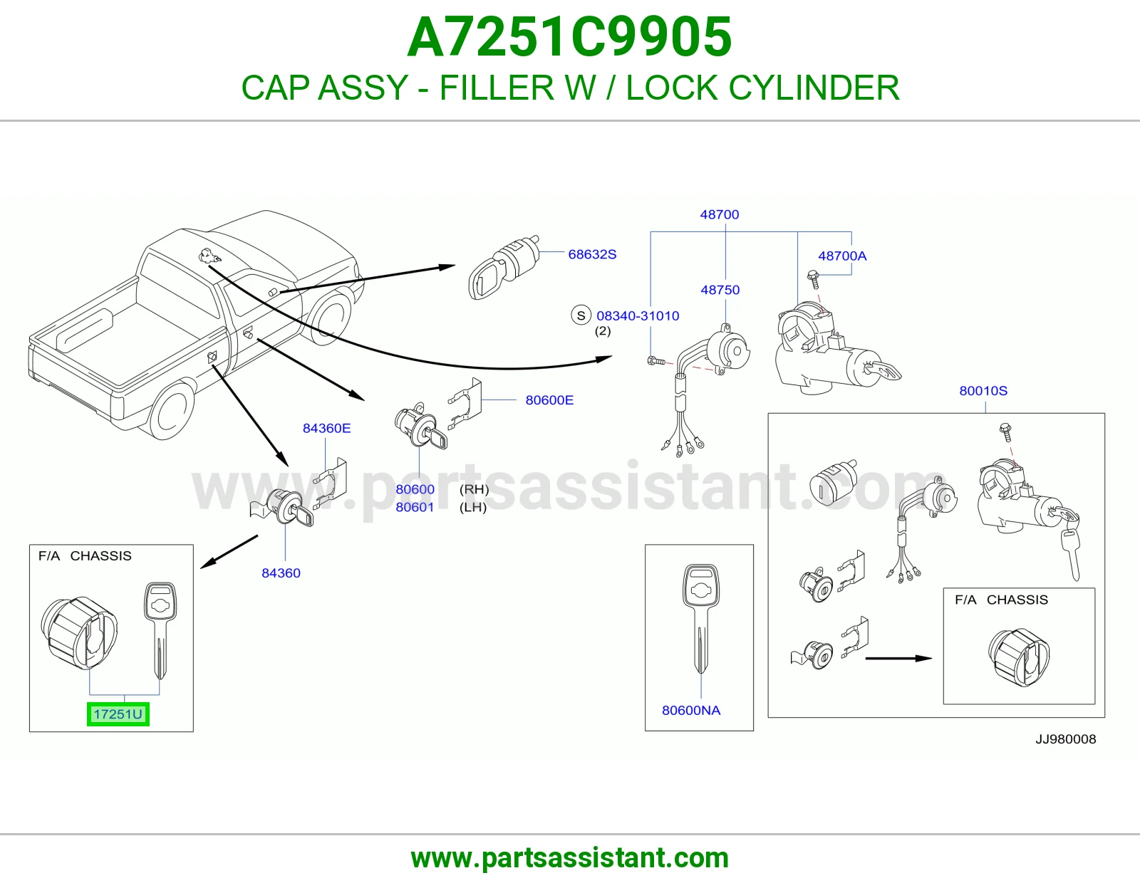 غطا تانكي بنزين مع القفل A7251C9905
