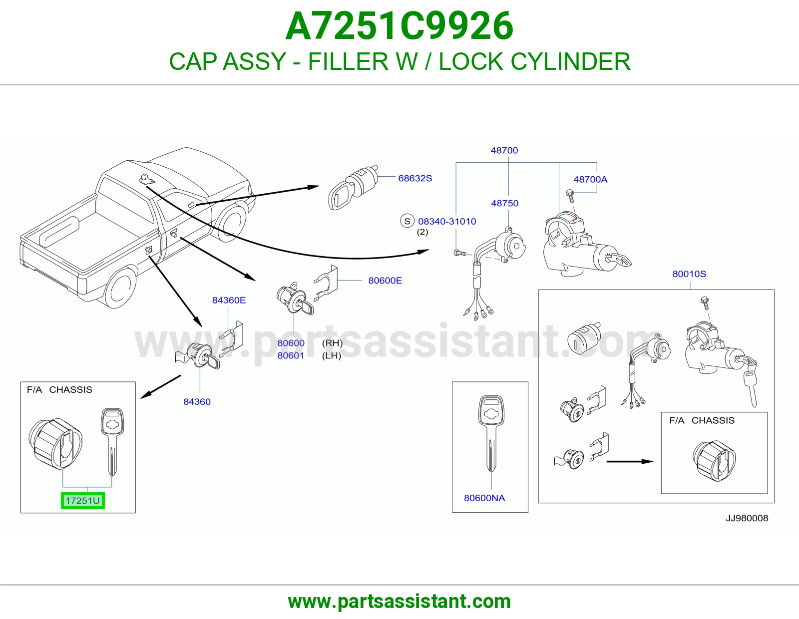 غطا تانكي بنزين مع القفل A7251C9926