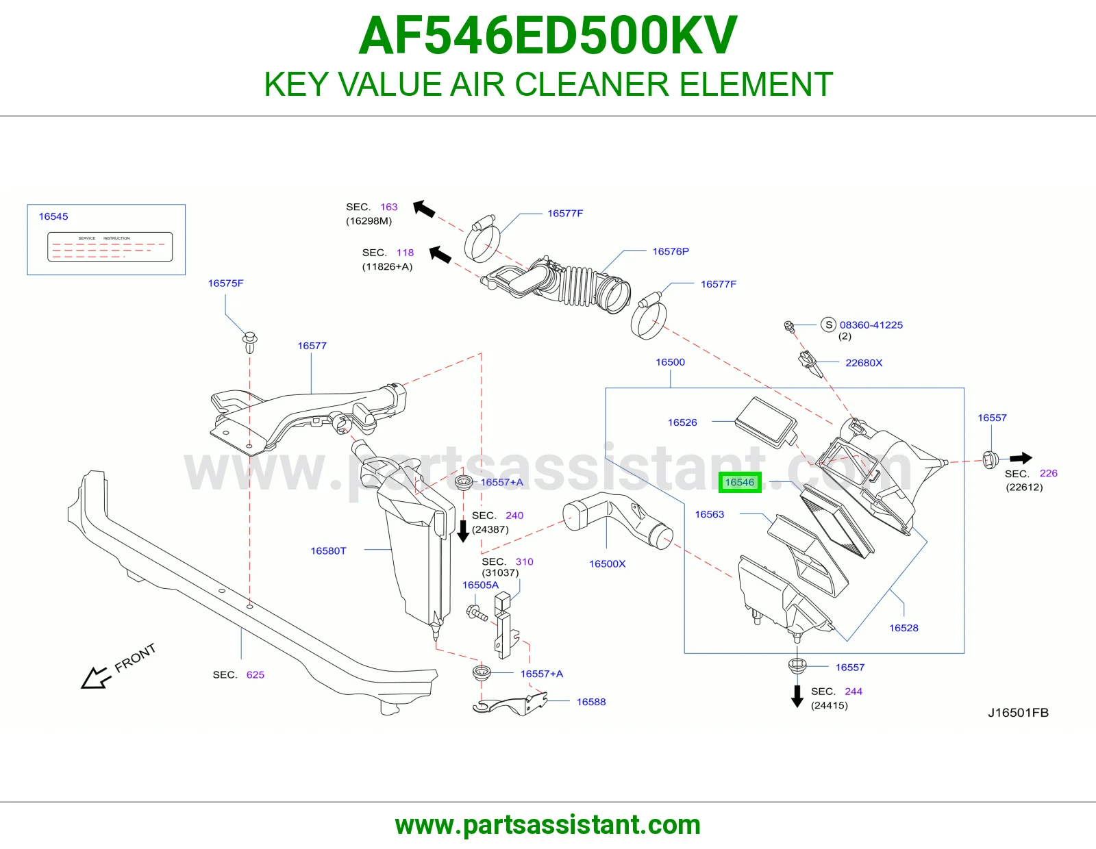 KEY VALUE AIR CLEANER ELEMENT AF546ED500KV