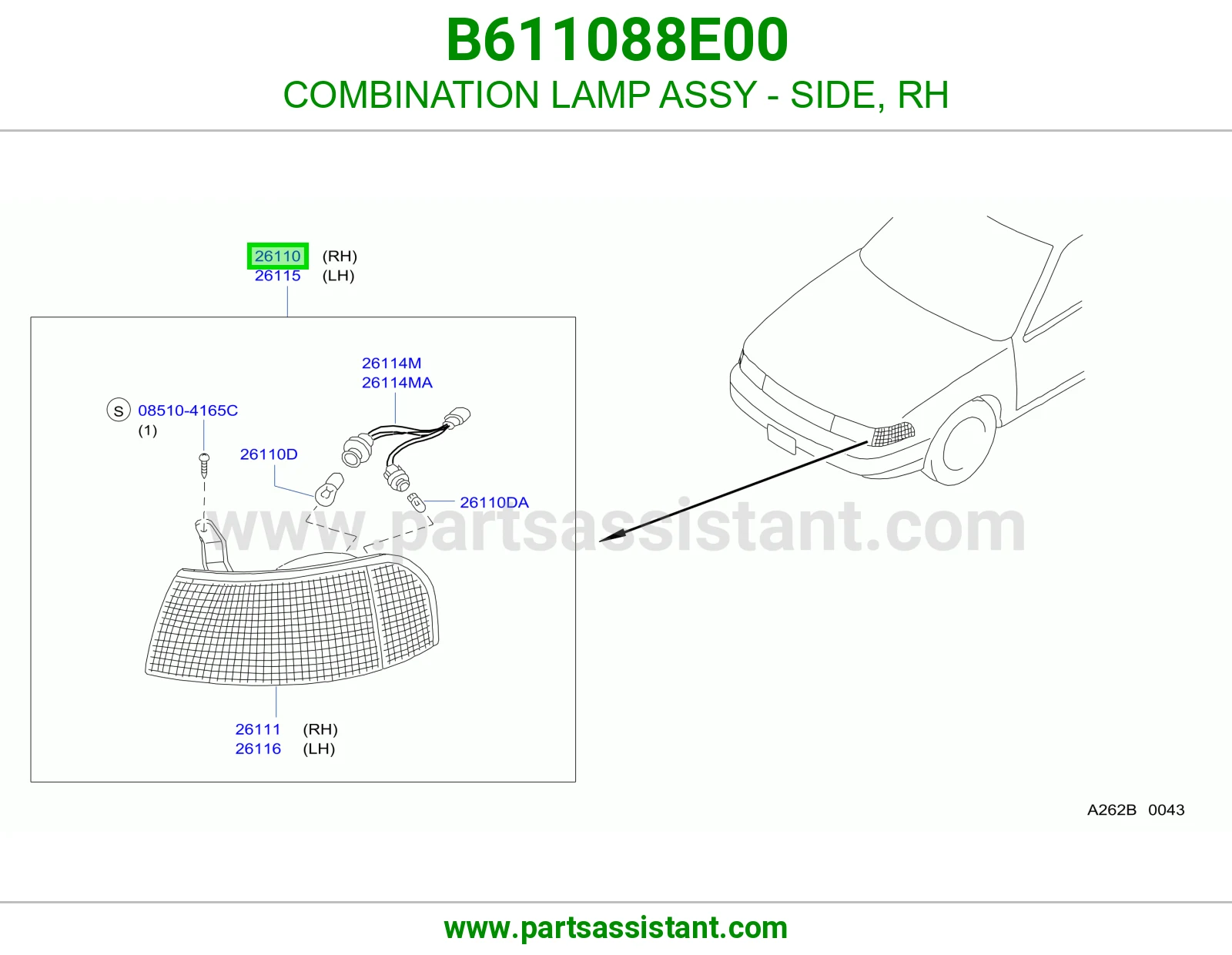 اسطب اشاره ركن امامي يمين B611088E00