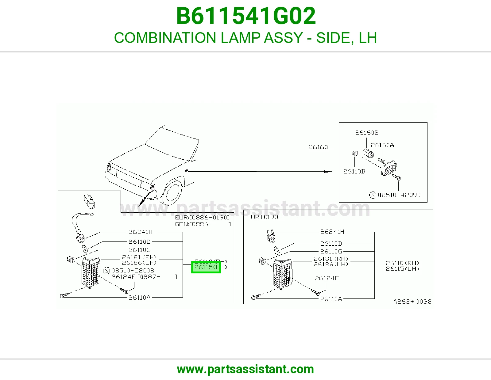 اسطب اشاره ركن امامي يسار B611541G02