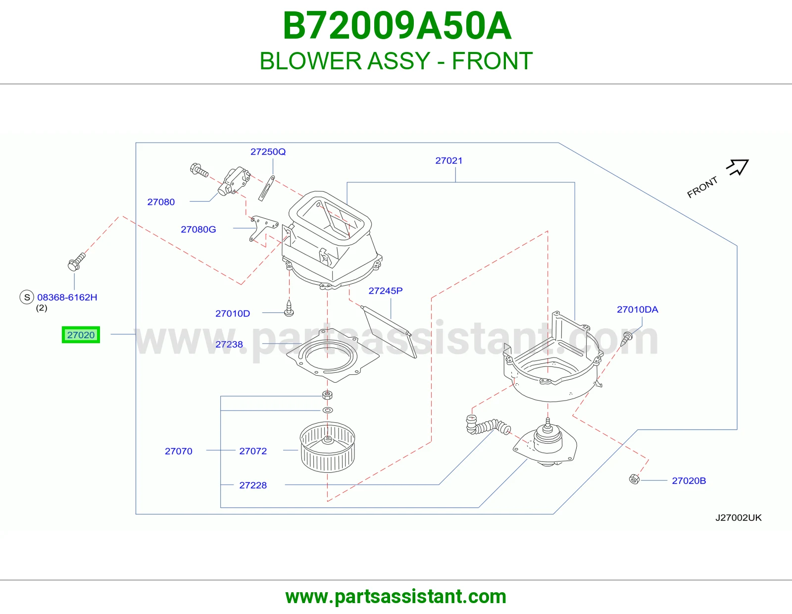 مروحة مكيف أمامي كاملة B72009A50A