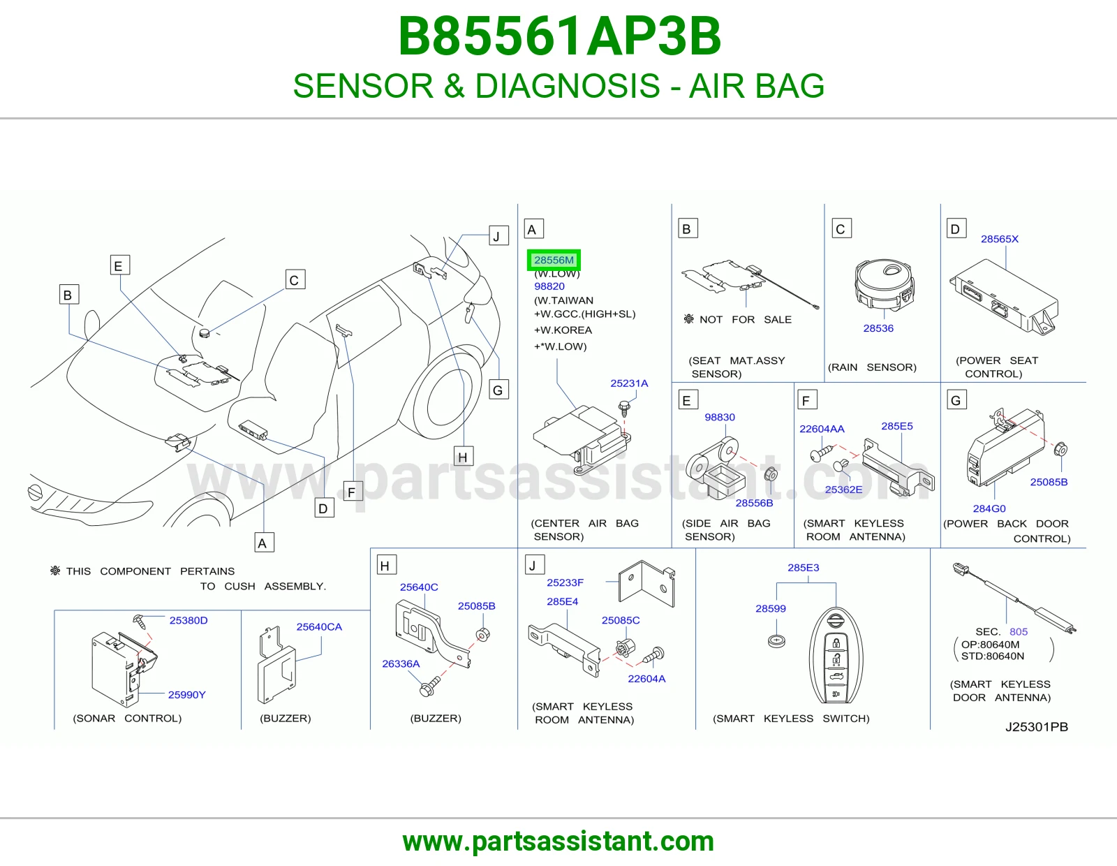 حساس تشخيص ايرباق B85561AP3B