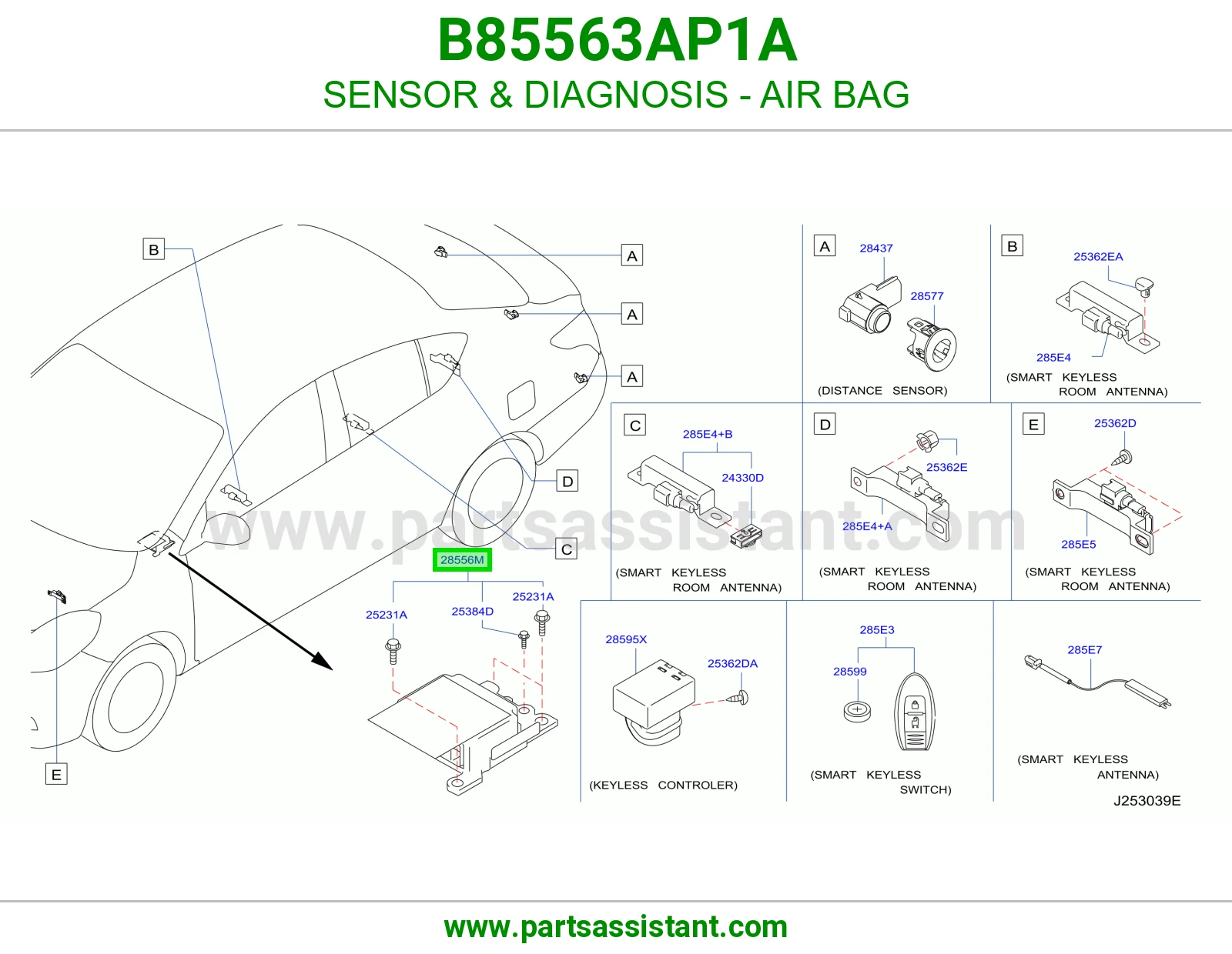 حساس تشخيص ايرباق B85563AP1A