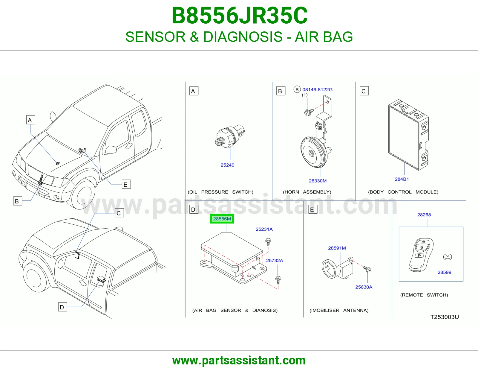 SENSOR & DIAGNOSIS - AIR BAG B8556JR35C