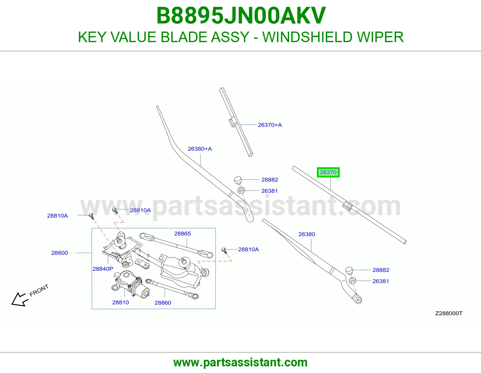 KEY VALUE BLADE ASSY - WINDSHIELD WIPER B8895JN00AKV