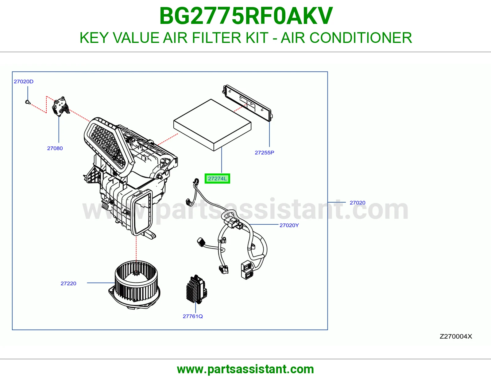 KEY VALUE AIR FILTER KIT - AIR CONDITIONER BG2775RF0AKV
