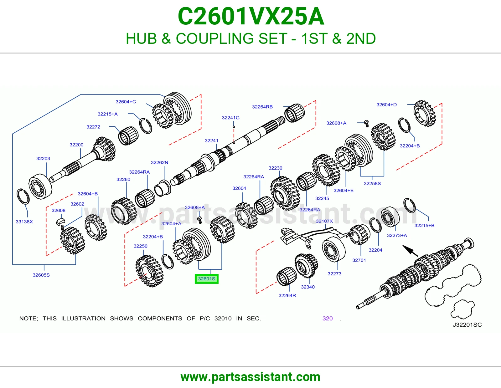 فلنجة طقم وصلة أول ثاني C2601VX25A