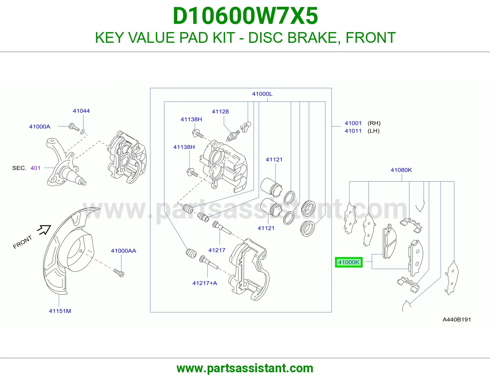 فحمات فرامل امامي D10600W7X5