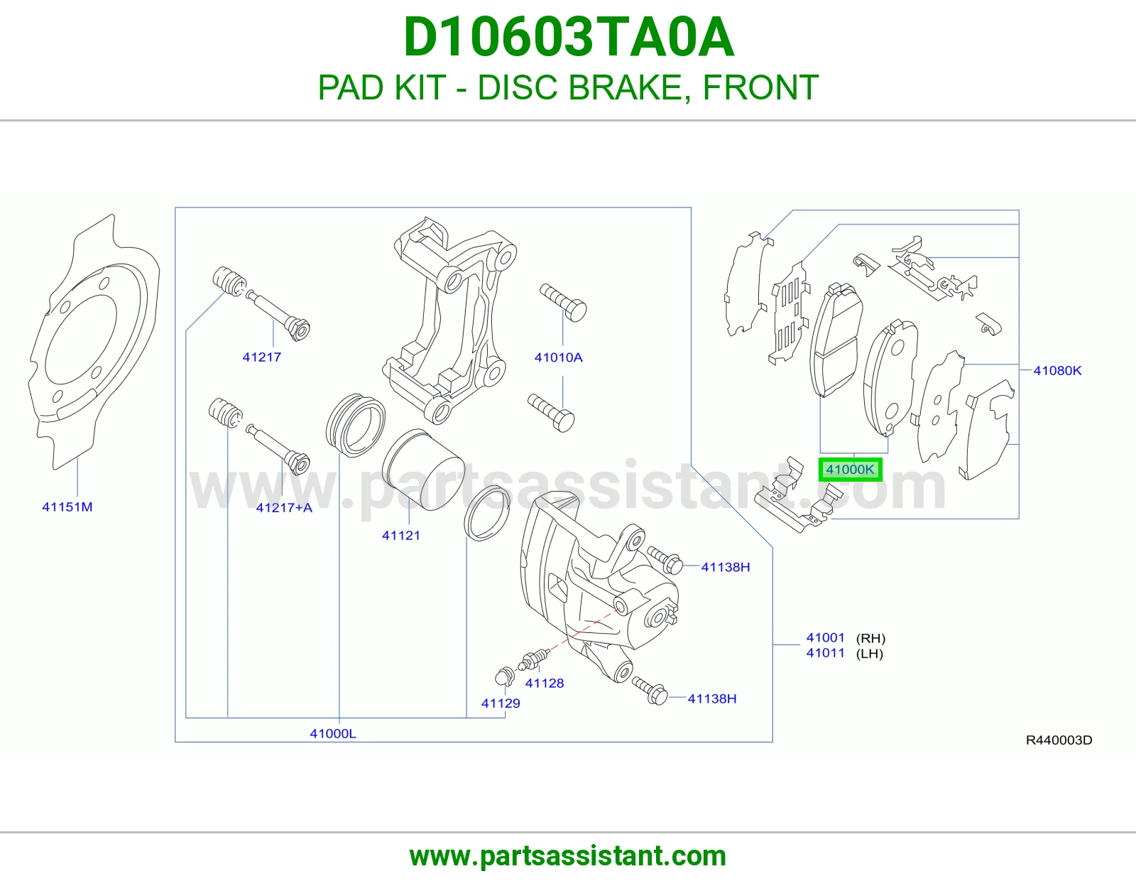 فحمات فرامل امامي D10603TA0A