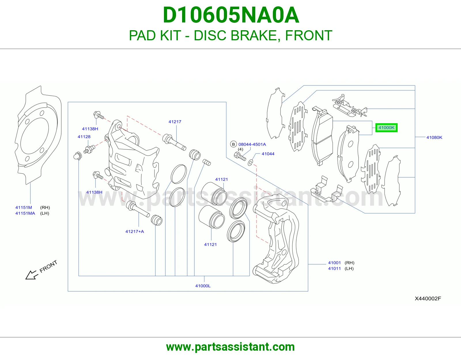 فحمات فرامل امامي D10605NA0A
