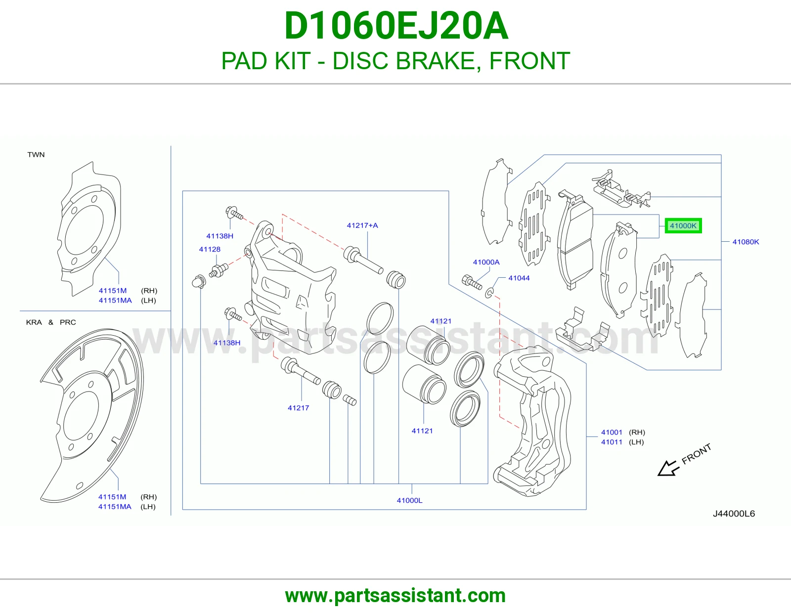 فحمات فرامل امامي D1060EJ20A