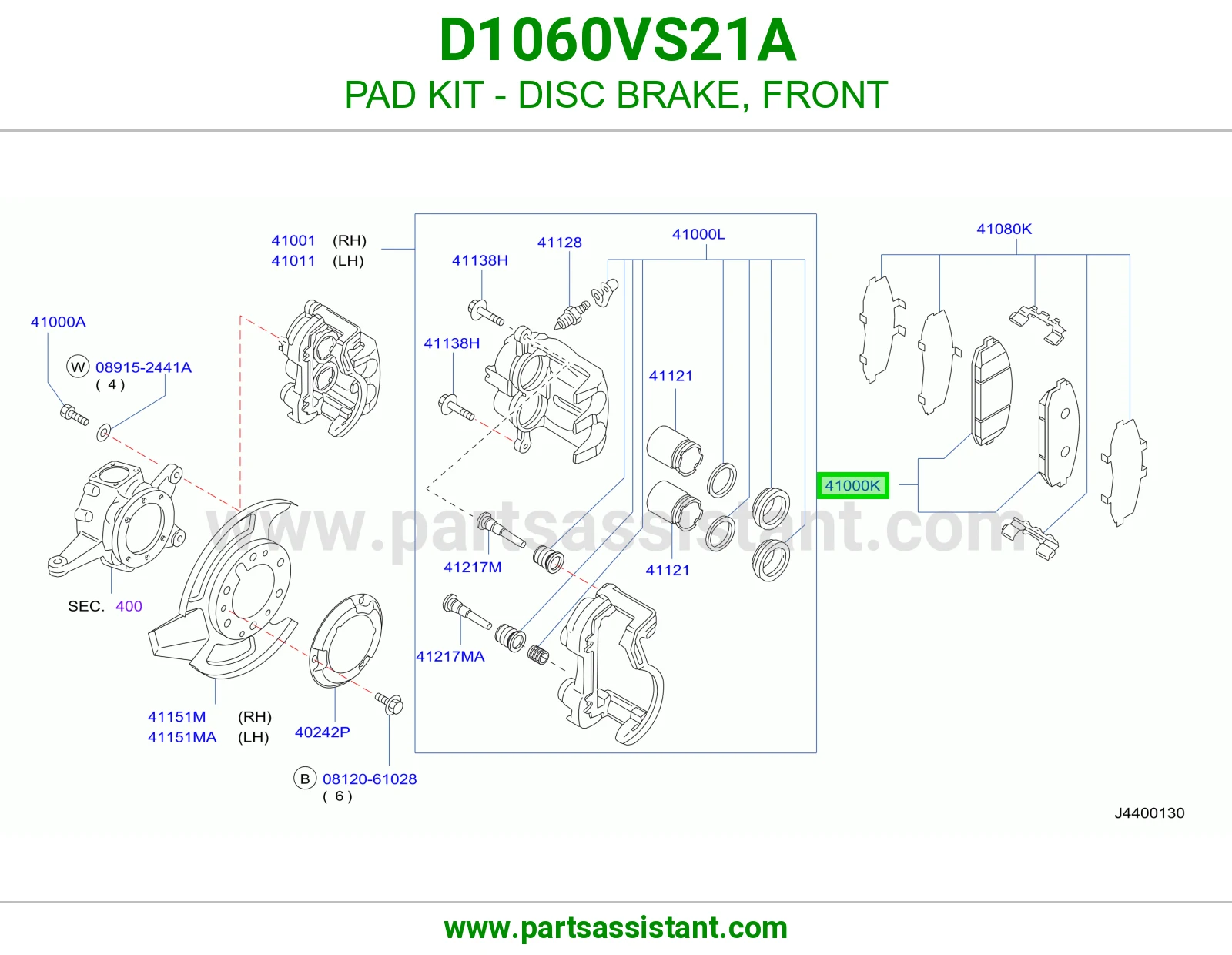 PAD KIT - DISC BRAKE, FRONT D1060VS21A