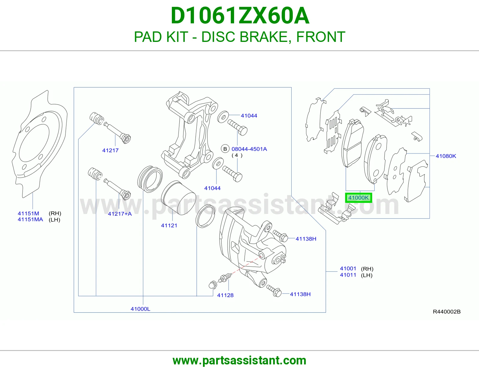 فحمات فرامل امامي D1061ZX60A