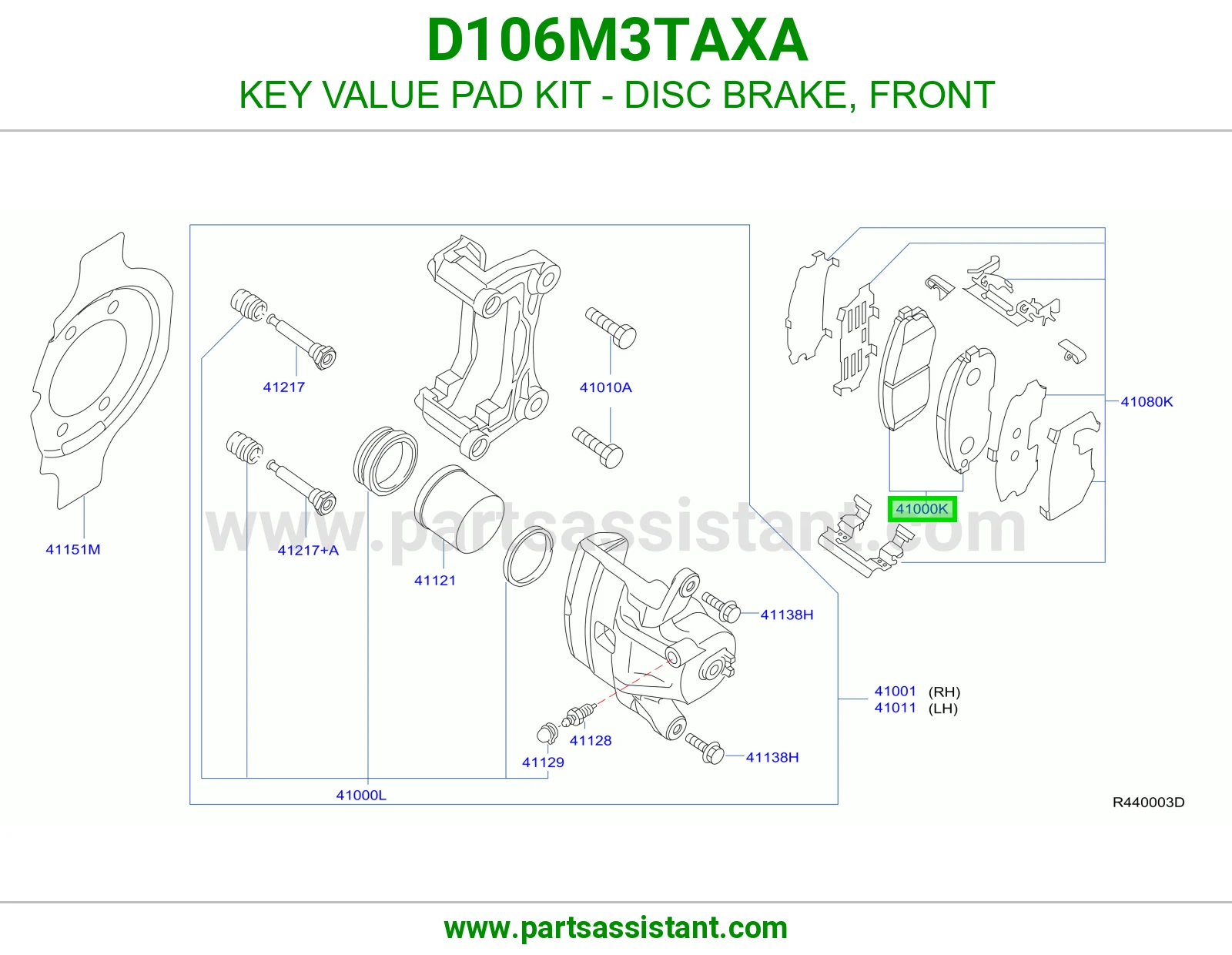 فحمات فرامل امامي D106M3TAXA