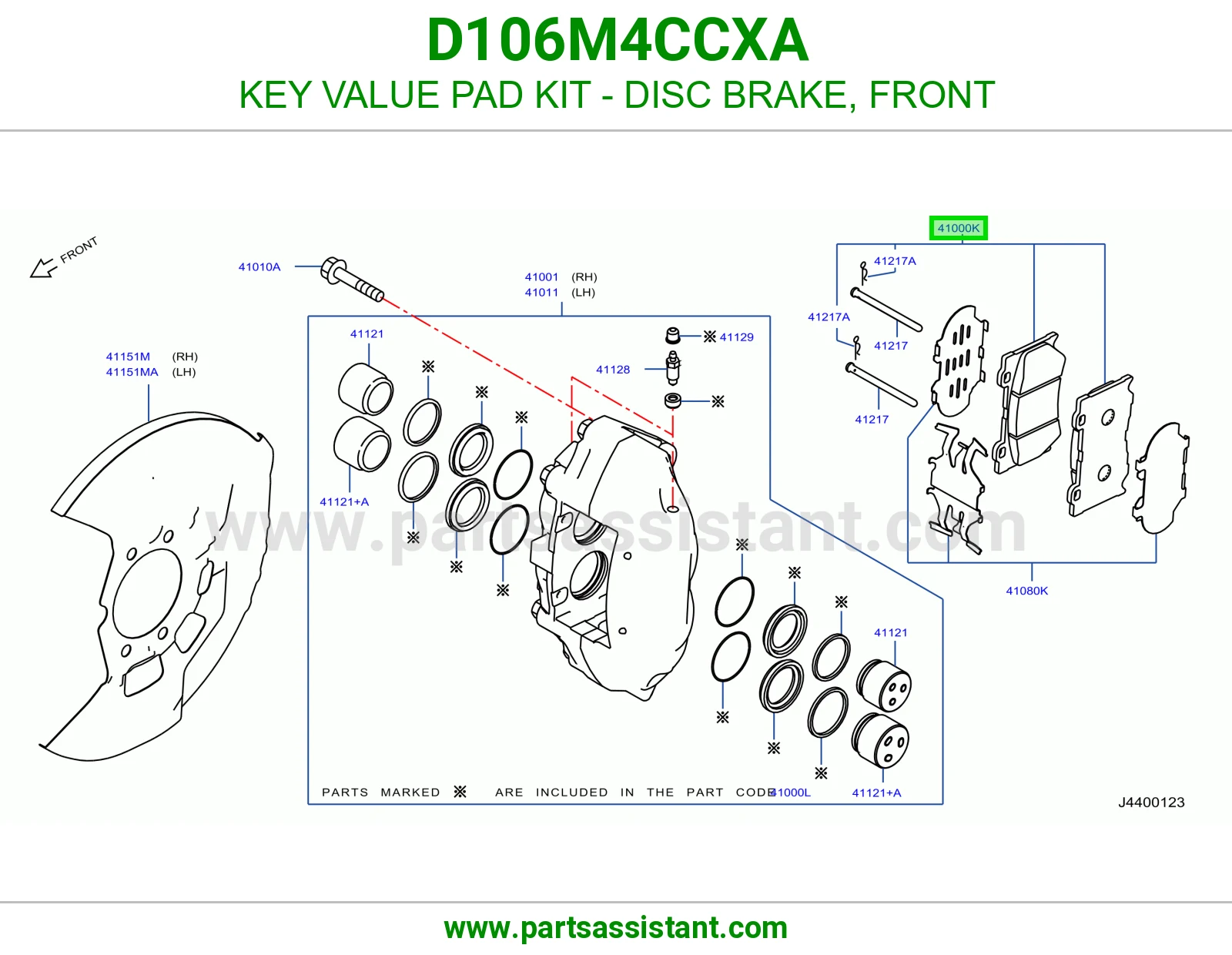 KEY VALUE PAD KIT - DISC BRAKE, FRONT D106M4CCXA