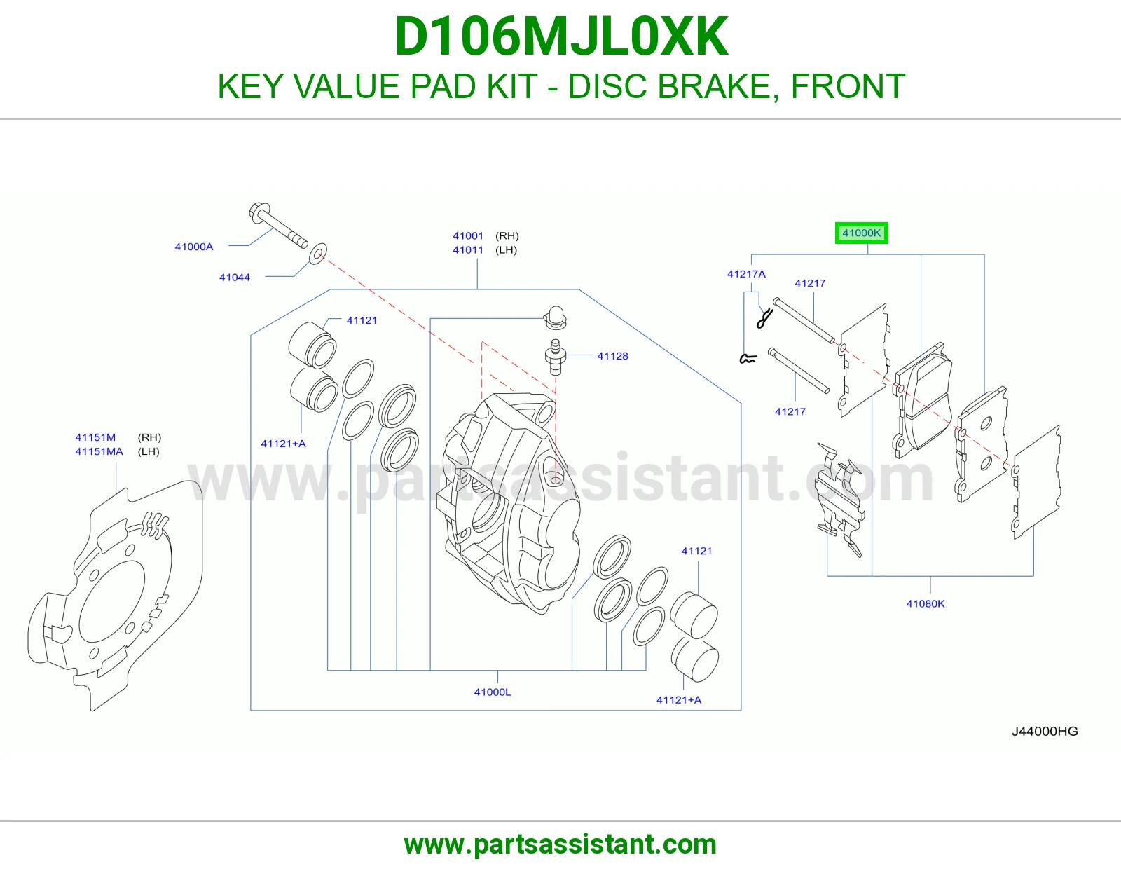 KEY VALUE PAD KIT - DISC BRAKE, FRONT D106MJL0XK