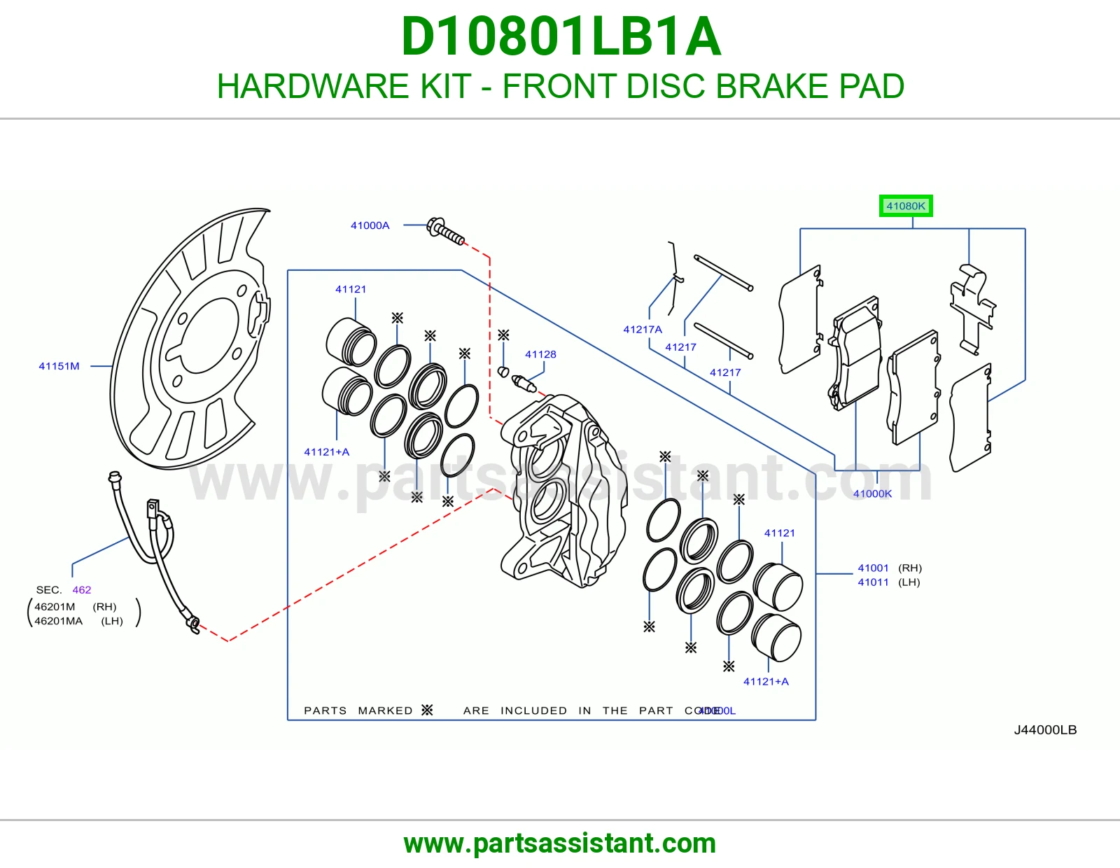 مشقبيه فحمات فرامل امامي D10801LB1A