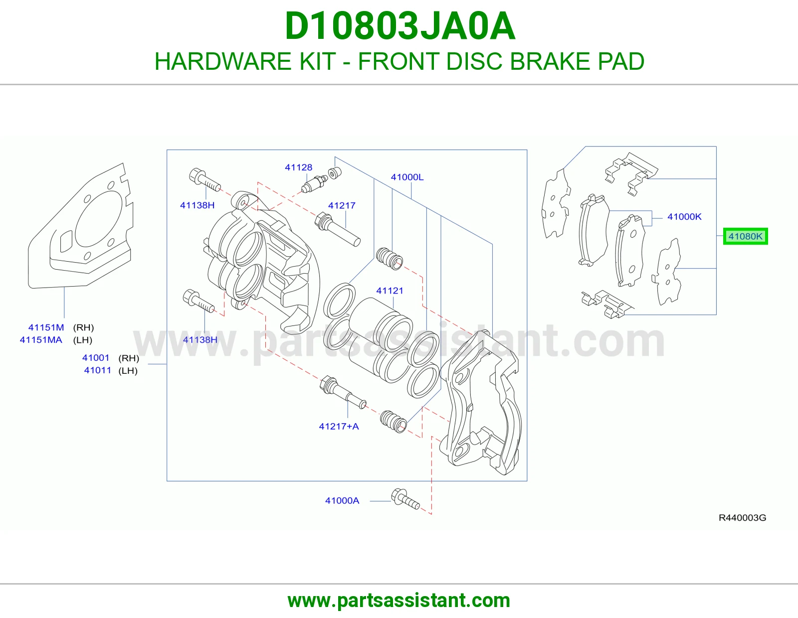 مشقبيه فحمات فرامل امامي D10803JA0A