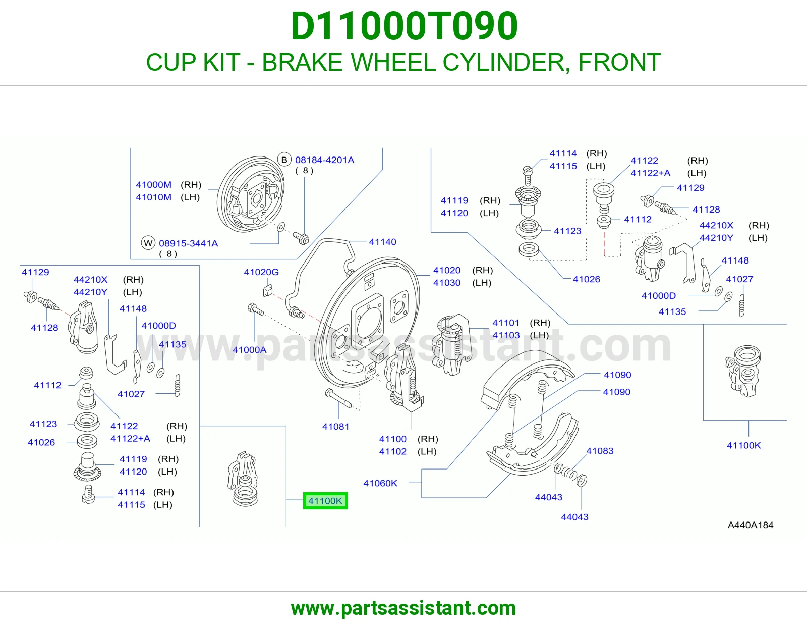 طقم كاسات سلندر فرامل أمامي D11000T090