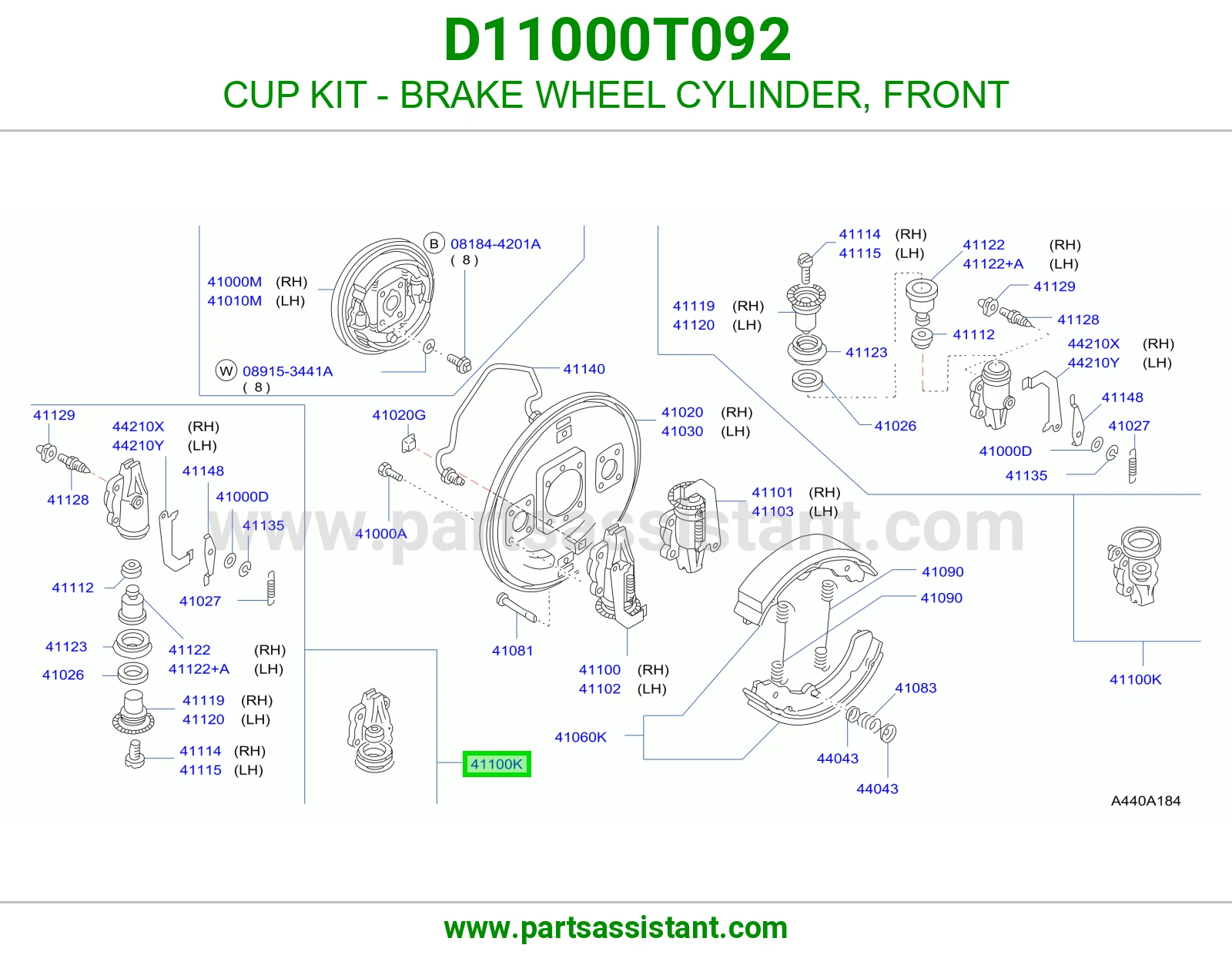 طقم كاسات سلندر فرامل أمامي D11000T092