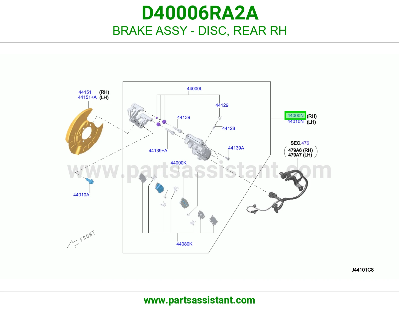 فرامل ديسك خلفي يمين كاملة D40006RA2A
